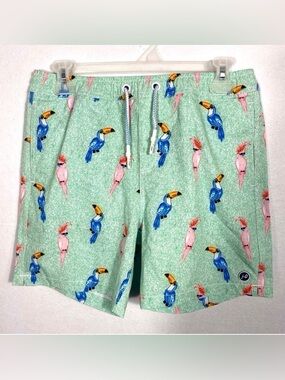 Johnnie-O Boys Birds of Paradise Seafoam Green Toucan Print Swim Shorts size 14